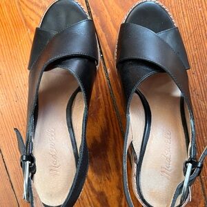 Madewell Ruthie Crisscrossed Black Leather Sandals